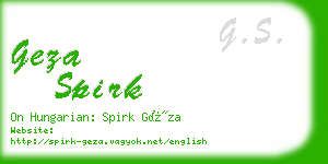 geza spirk business card